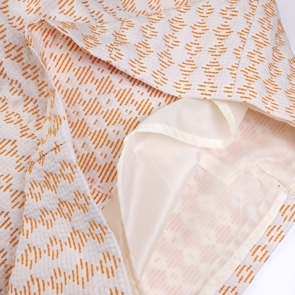 Sharagano Orange Cream Seersucker skirt Suit Size 8 - Picture 13 of 14